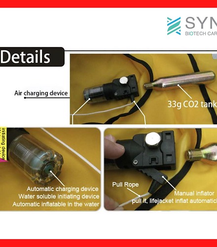 เสื้อชูชีพพองลมด้วยแก๊สสีเขียวมะนาว - Image 2