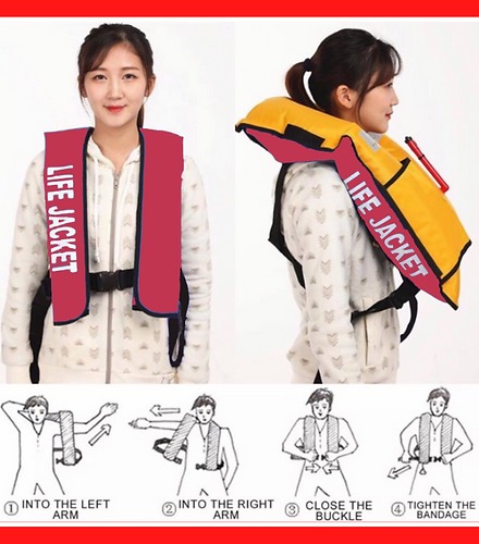 เสื้อชูชีพพองลมด้วยแก๊สสีเขียวมะนาว - Image 3