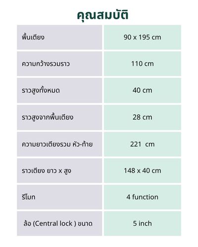 เตียงผู้ป่วยไฟฟ้า 4 ฟังก์ชั่น ราวปีกนก