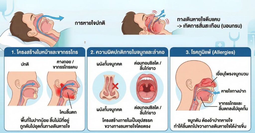 สาเหตุของการนอนกรนในผู้ที่มีรูปร่างผอม
